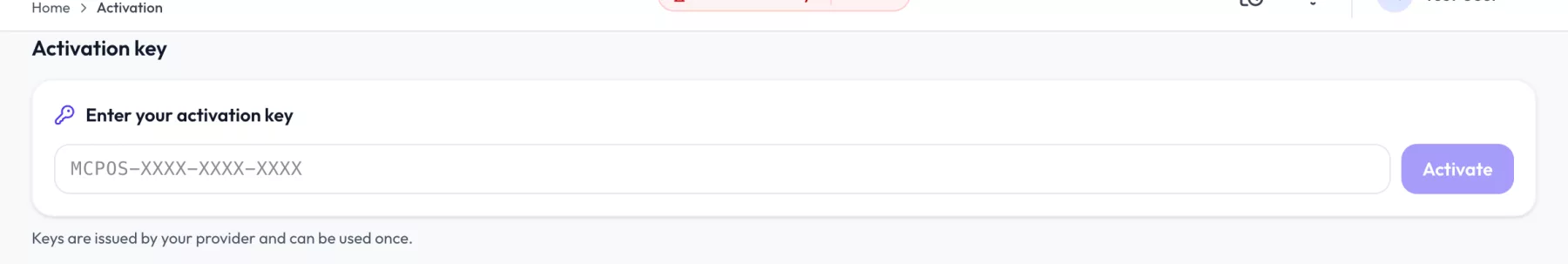 Enter an activation key